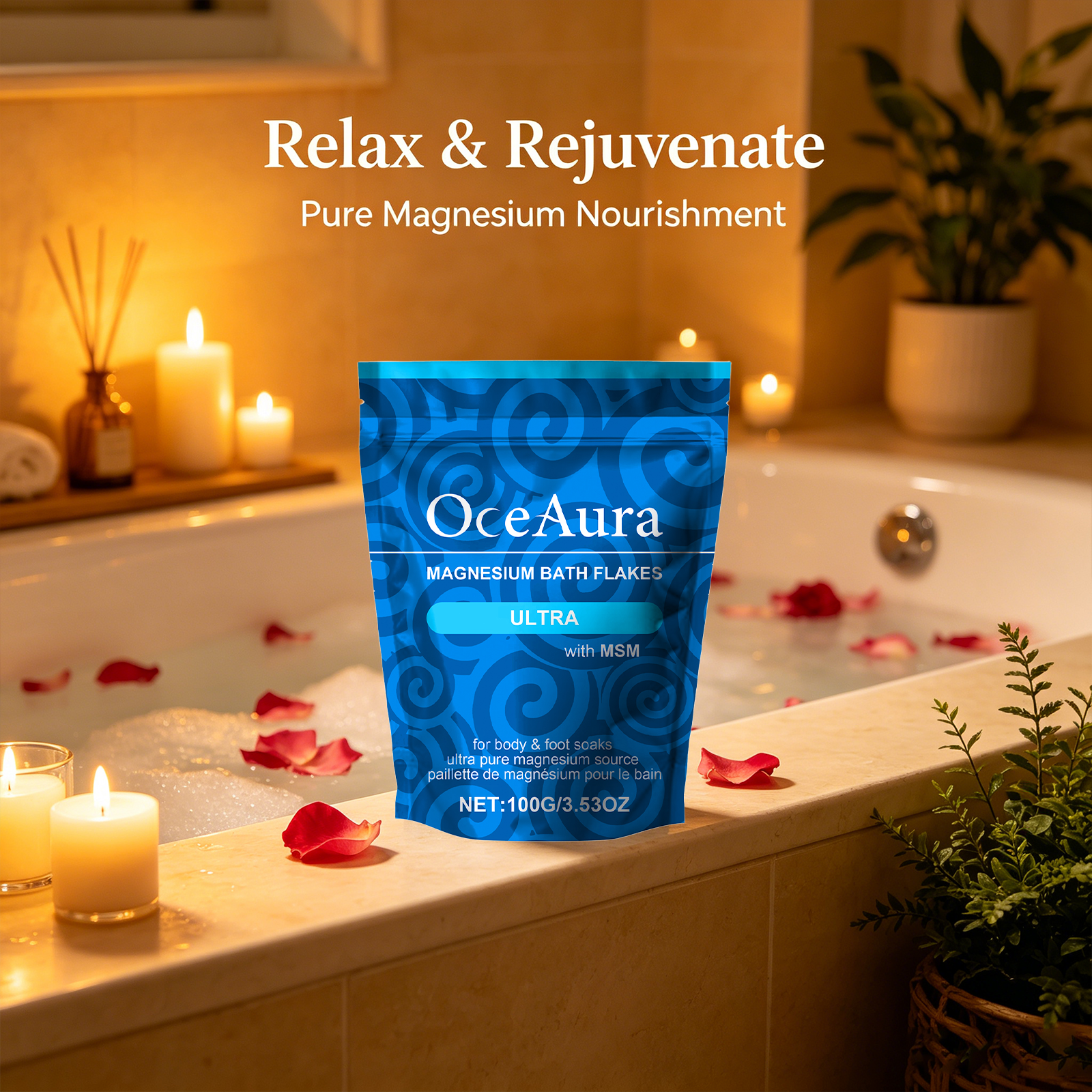 Bath Salts Magnesium - OceAura Magnesium Bath Salt Anti-Stress Relaxation