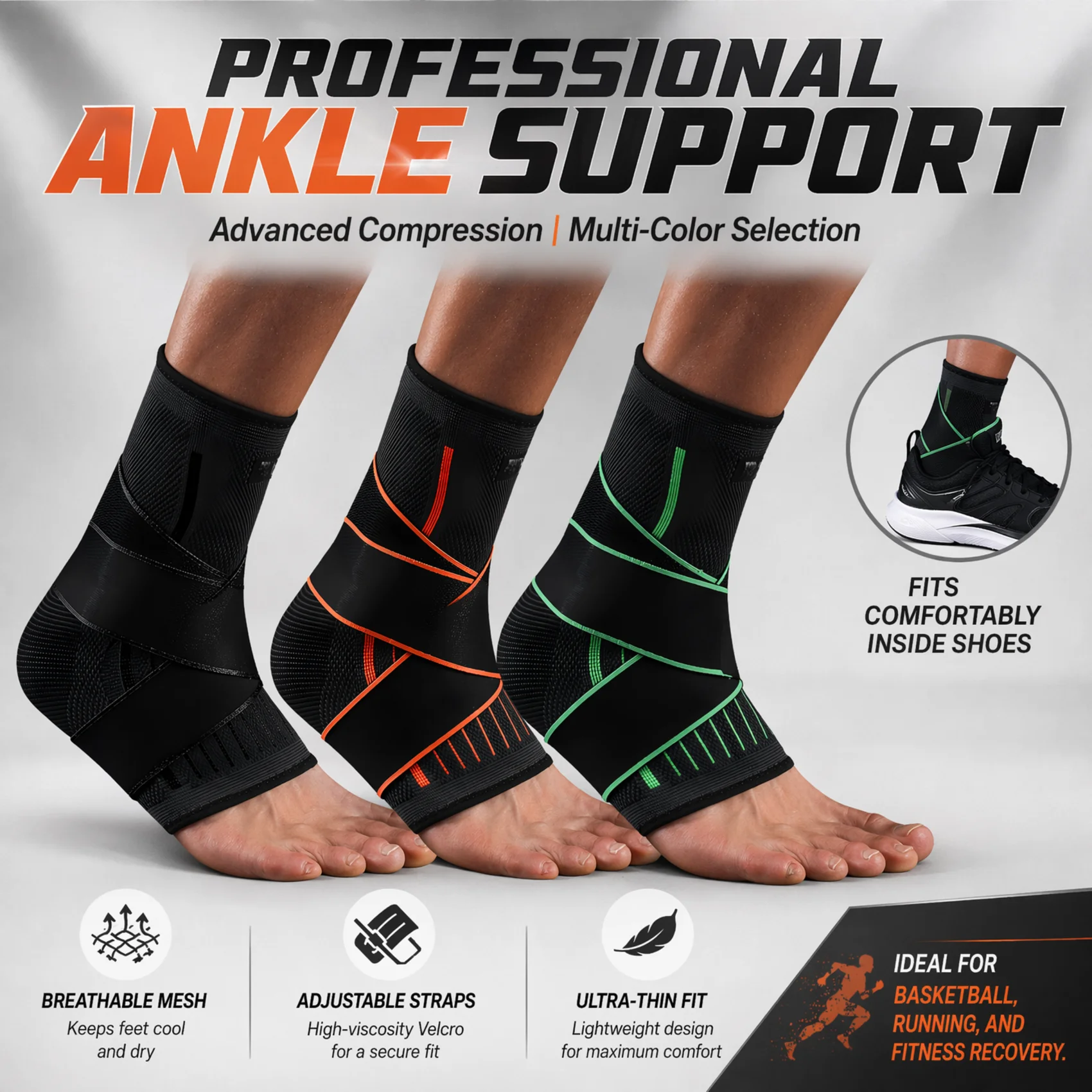 Ankle Brace Support - Breathable Compression Ankle Brace Adjustable Anti