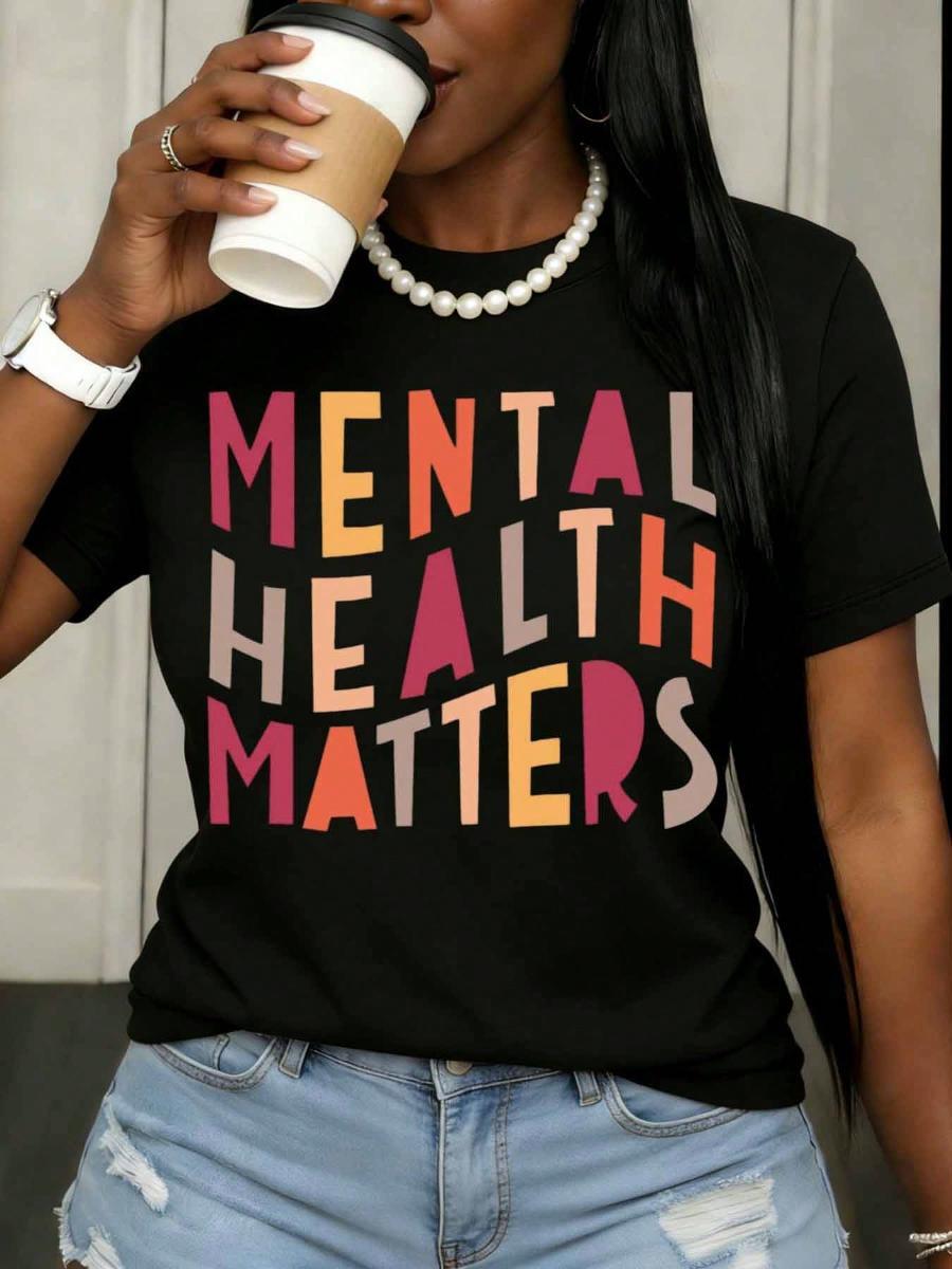Health Wellness Mental Health - Mental Health Matters Colorful Typography Black