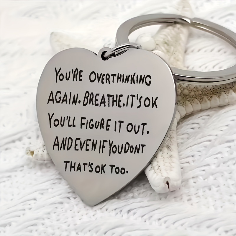 Heart-shaped engraved keyring  - مراجعة Mental Health Wellness Quotes وسعره