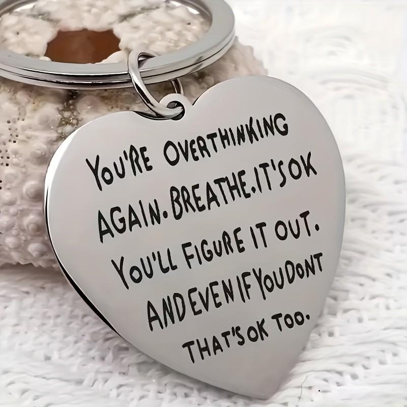 Heart-shaped engraved keyring  - مراجعة Mental Health Wellness Quotes وسعره