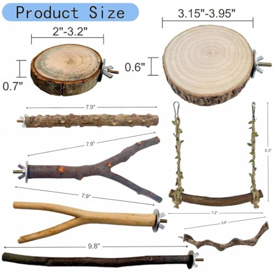 8PCS natural wood bird perches - مراجعة Health & Wellness Urgent Care وسعره
